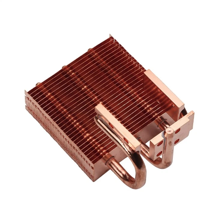 Copper Zipper Fin CPU Heatsink With Heat Pipes